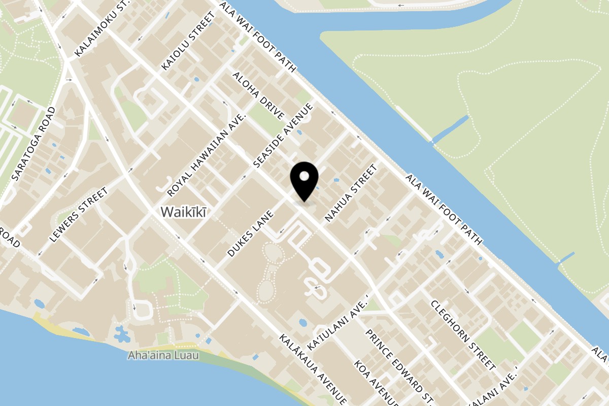 Map showing the location of EbiNomi on 2310 Kūhiō Ave. in Honolulu